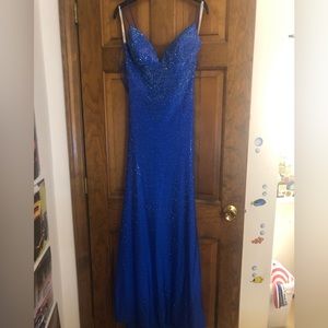 Sherri Hill Blue Mermaid Rhinestone Prom Dress